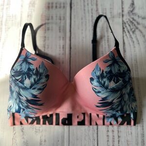 Victoria’s Secret Pink Cool & Comfy wireless bra blue tropical print SDD